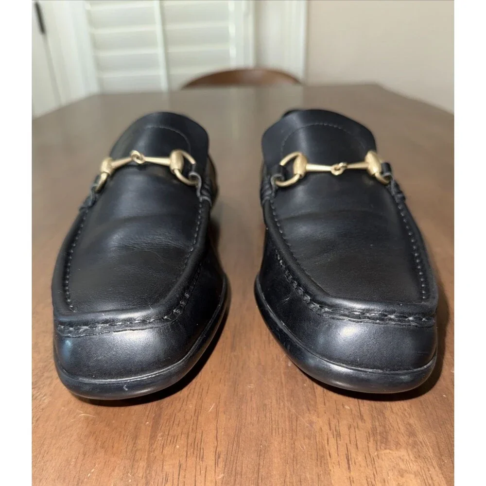 Gucci Jordaan Loafer Horsebit Driver Black Leather Mens 11D Made Italy Authentic